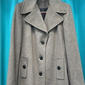 New Calvin Klein camel color wool blend pea coat size 14